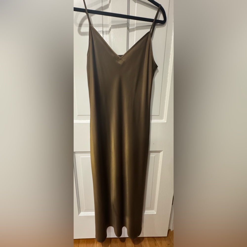 Satin Slip Dress in brown